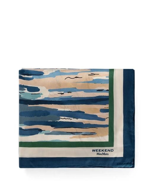 Weekend by Maxmara Blue Graphic-Print Scarf