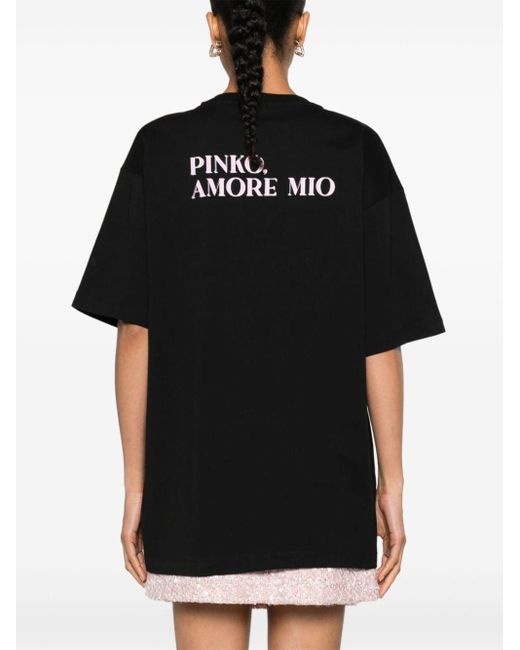 Pinko Black Logo-print Cotton T-shirt