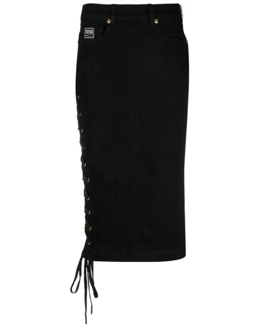 Versace Jeans Couture Black Logo-Patch Pencil Skirt
