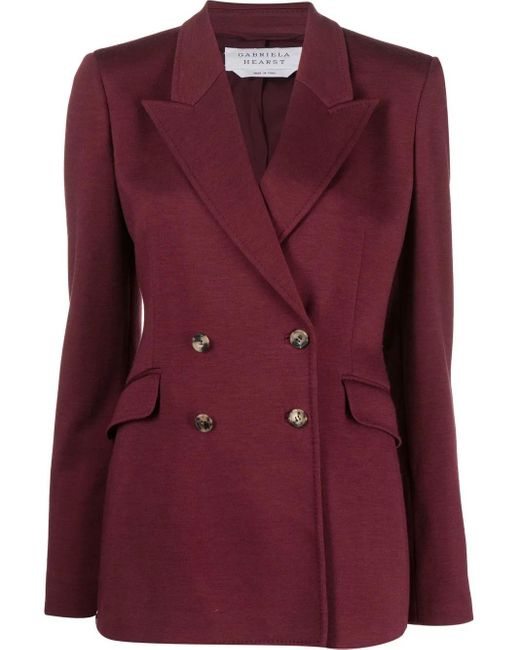Gabriela Hearst Purple Double-Breasted Wool-Blend Blazer