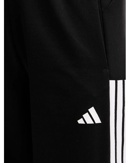 Adidas Black Logo-Print Side-Stripe Track Pants