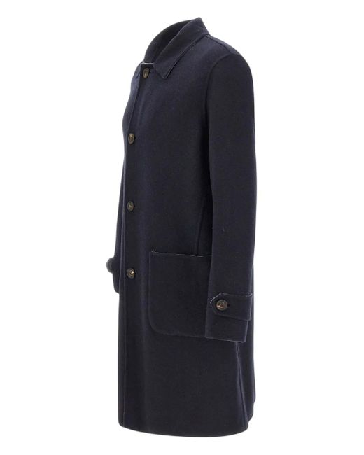 Eleventy Blue Classic-Collar Wool Coat for men