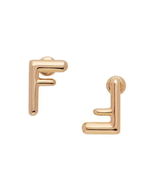 Fendi Metallic F Logo-shape Earrings