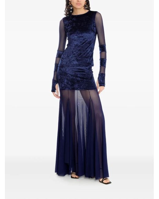 Amir Slama Blue X Astrid Mesh-Panel Top