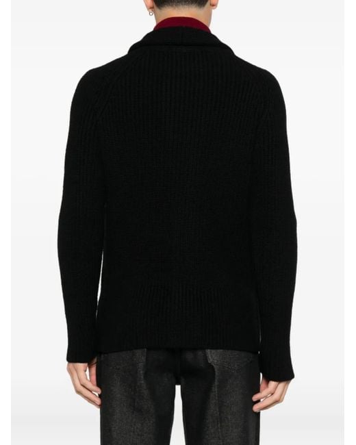 Cardigan Nervuré À Col Châle Tagliatore pour homme en coloris Black
