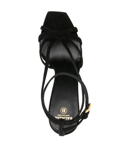 Balmain Black Ruby 95mm Suede Sandals