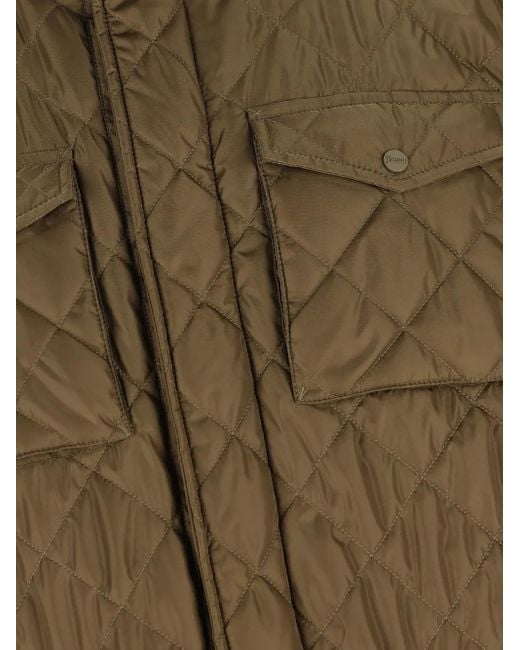 Herno Green Quilted High-Neck Field Jacket for men