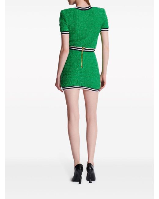 Balmain Green Monogram Knit Mini Skirt