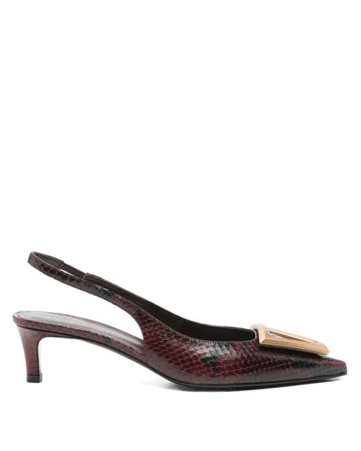 Roberto Festa Brown 45Mm Snakeskin-Embossed Leather Slingback Mules