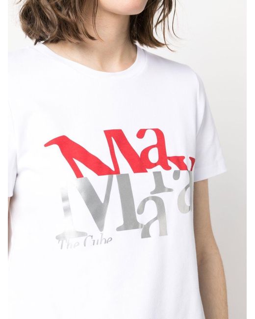 Max Mara White T-Shirt mit Slogan-Print