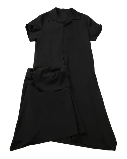 Yohji Yamamoto Black Wool Midi Dress