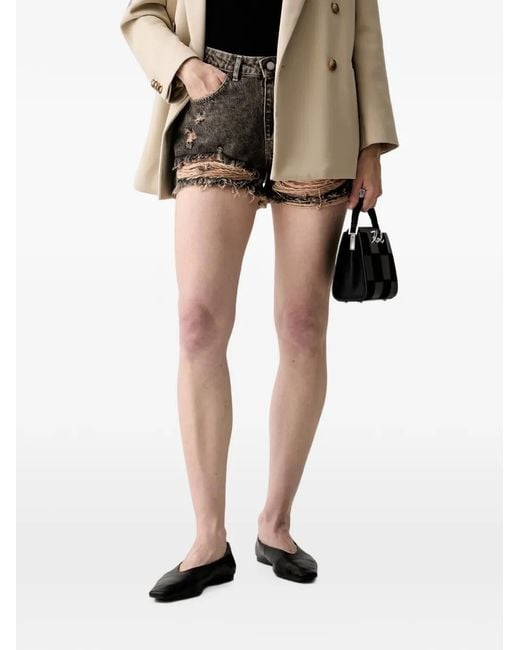 Haveone Natural Distressed Denim Shorts