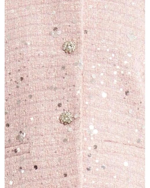 ViCOLO Pink Sequin-Embellished Bouclé Jacket