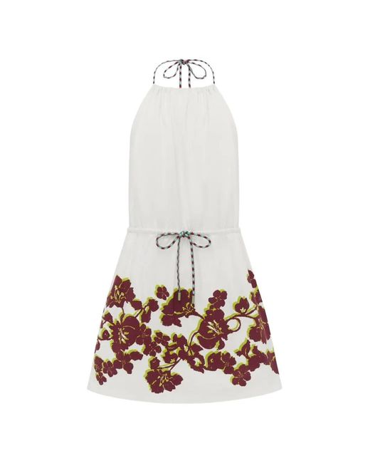 ALÉMAIS White Floral-Print Halterneck Mini Dress