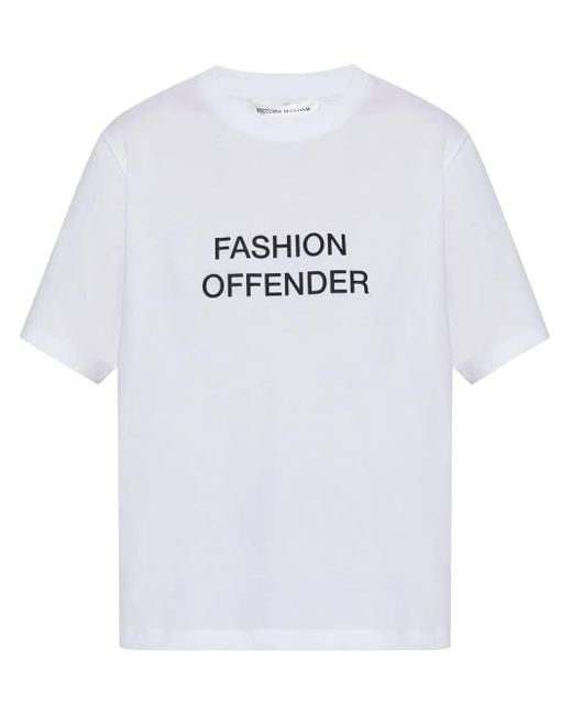 Victoria Beckham White Fashion Offender Cotton T-Shirt