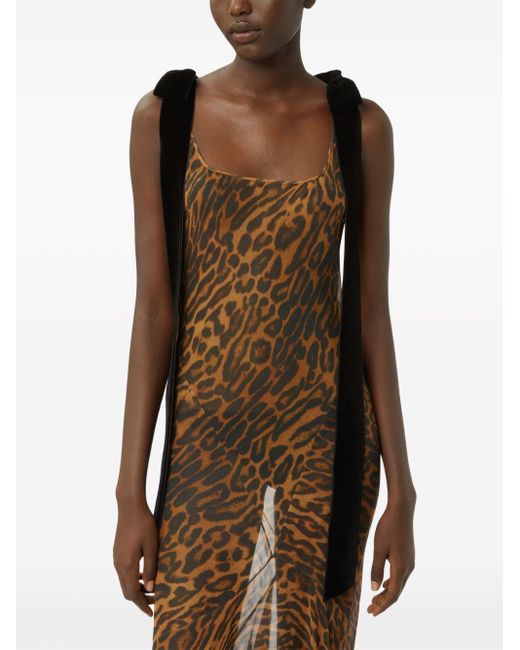 Vestido largo con estampado de leopardo Nina Ricci de color Brown