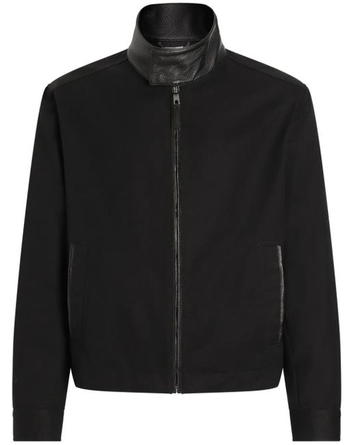 Dolce & Gabbana Black Leather-Trim Bomber Jacket for men