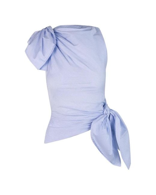 Monse White Bow Drape Shirting Top