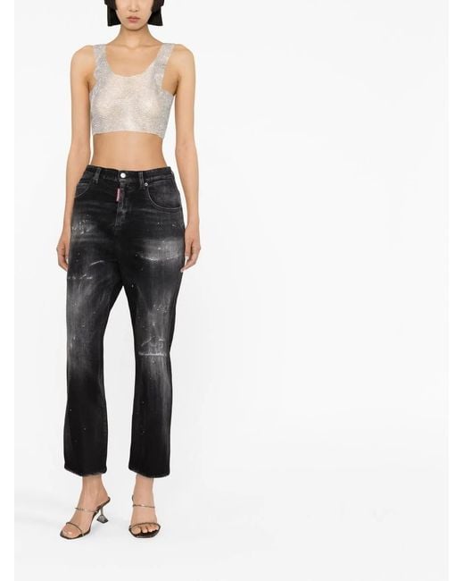 DSquared² Black Distressed Flared Jeans