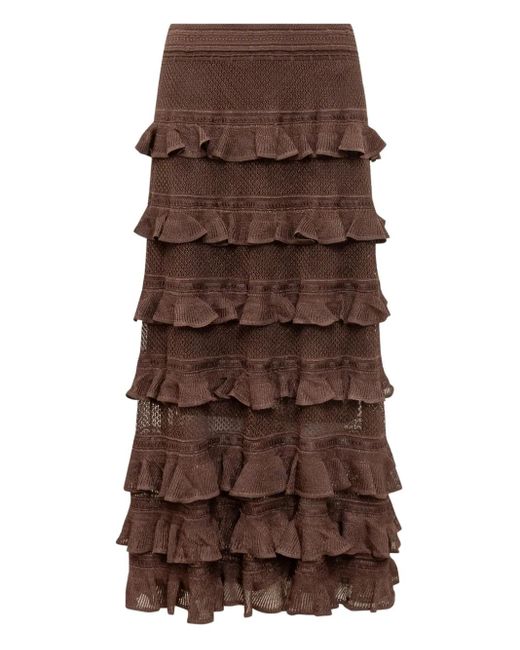 Zimmermann Brown Tiered Ruffle Skirt