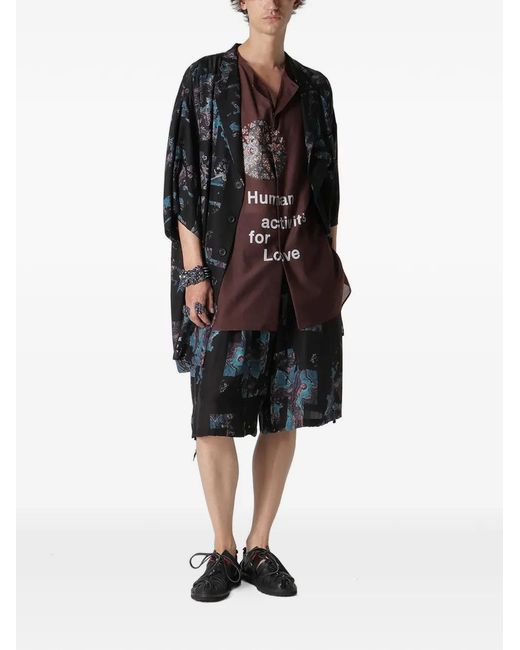 Yohji Yamamoto Black Patterned Silk Jacket for men