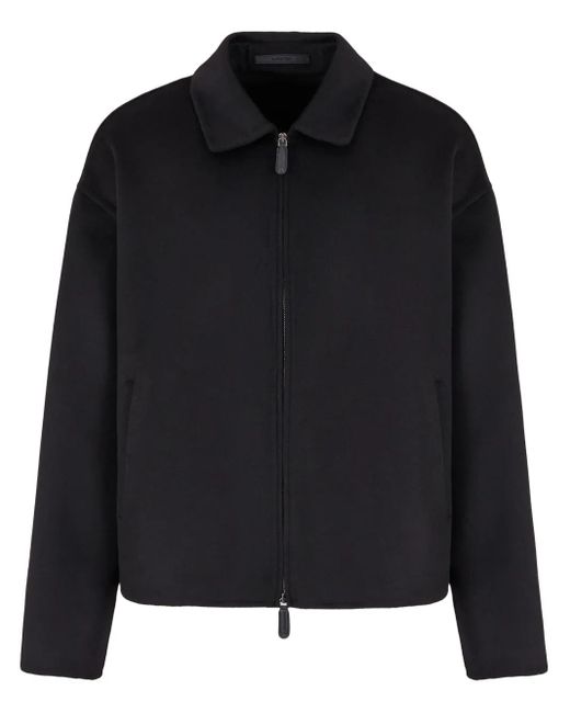 Giorgio Armani Black Cashmere-Blend Zip-Up Jacket for men