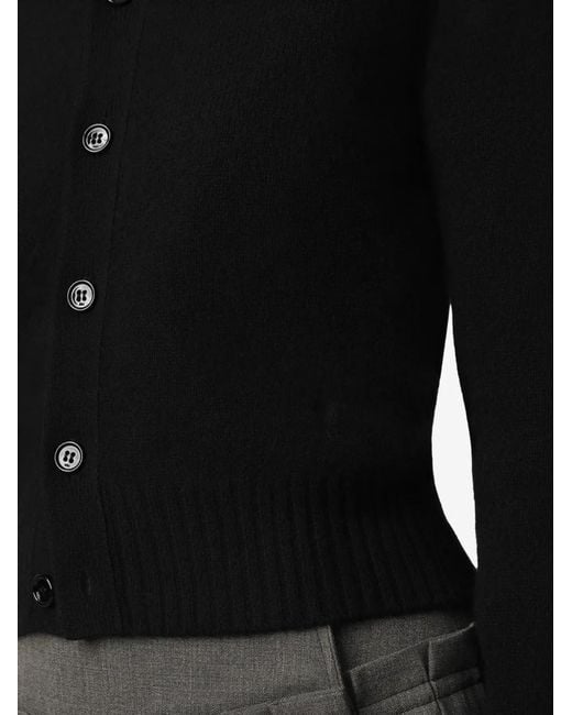 AMI Black Crew-Neck Cashmere Cardigan With Ami De Coeur