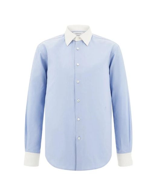 Ferragamo Blue Oxford Shirt for men