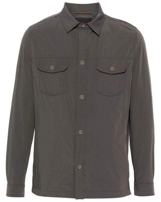 Moorer Gray Long-sleeve Shirt Jacket for men