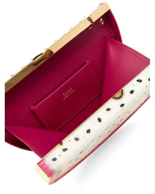 Chloé White Dragon-Fruit Chain-Link Clutch Bag
