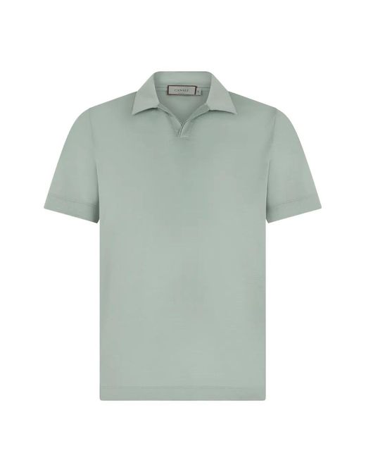 Canali Green Polo-Collar Short-Sleeve T-Shirt for men