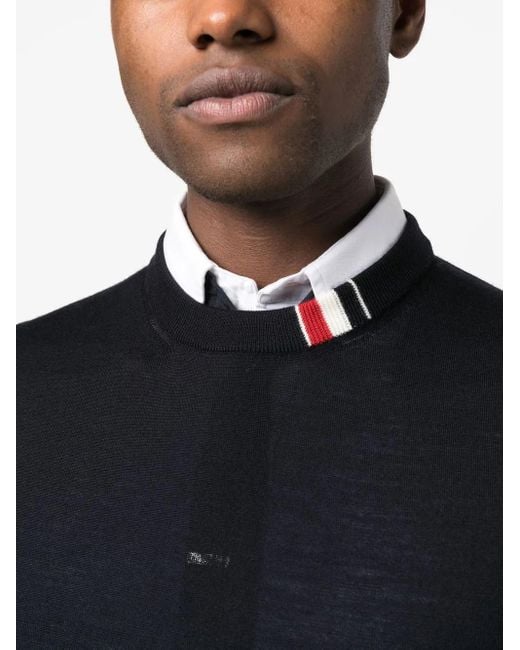 Thom Browne Black Wool Crewneck Jumper for men