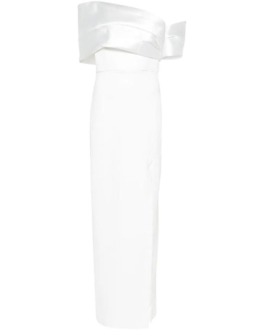 Solace London White Alexis Off-Shoulder Maxi Dress