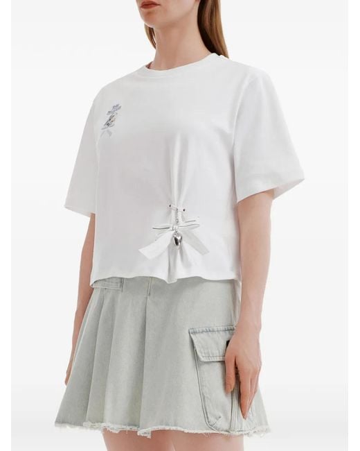 Musium Div. White Graphic-Print Ribbon-Detail T-Shirt
