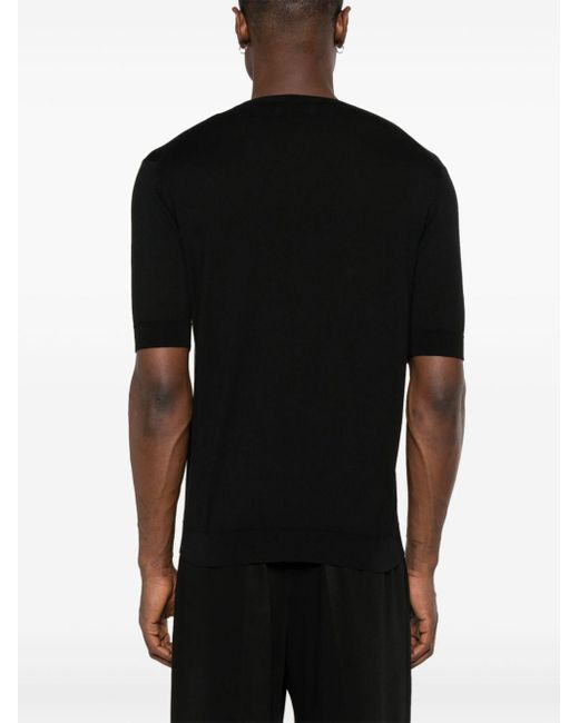 Lardini Black Short-sleeve Knitted T-shirt for men