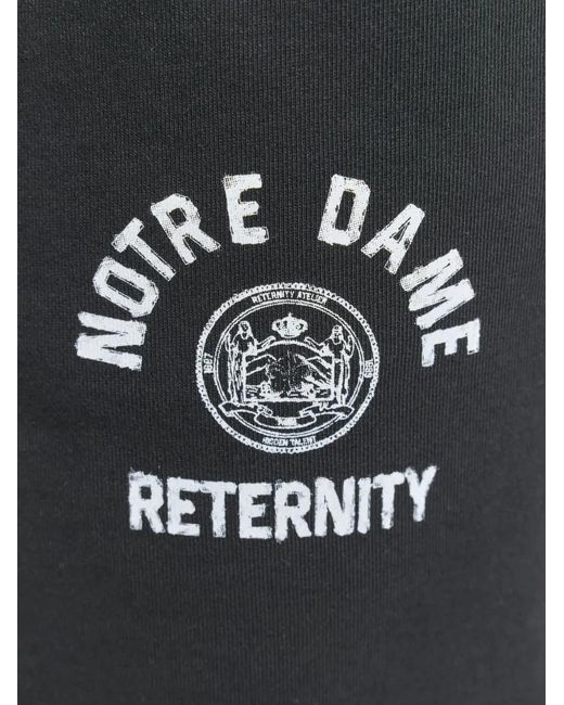 RETERNITY Black Notre Dame Logo-Print Track Shorts for men