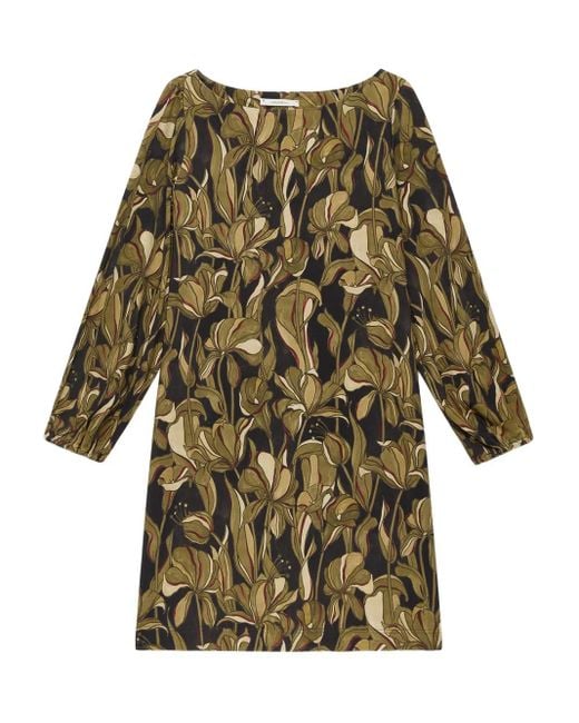 Maliparmi Green Lily's Ballet Floral Long-Sleeve Mini Dress
