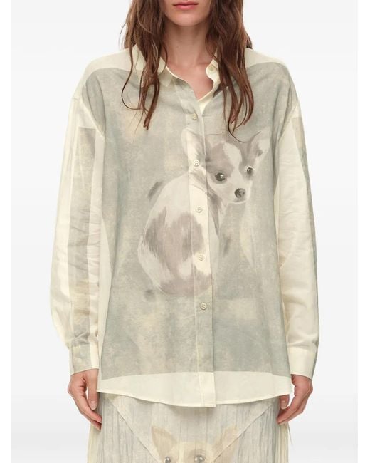 Bimba Y Lola White Light- Chihuahua Placement Print Shirt