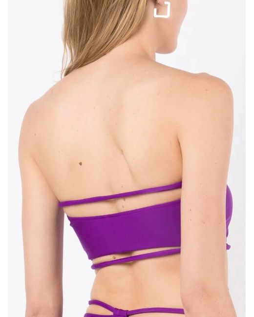 Gloria Coelho Purple Strapless String-Detail Bikini Top