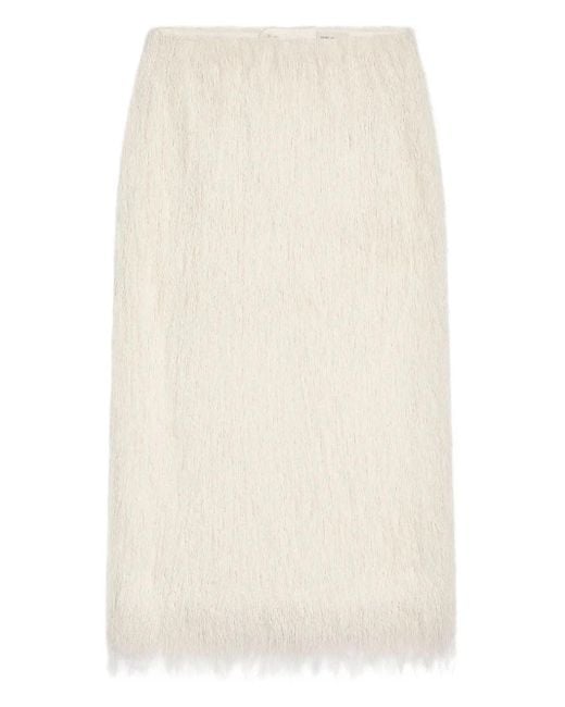 Dries Van Noten White Fringed Skirt