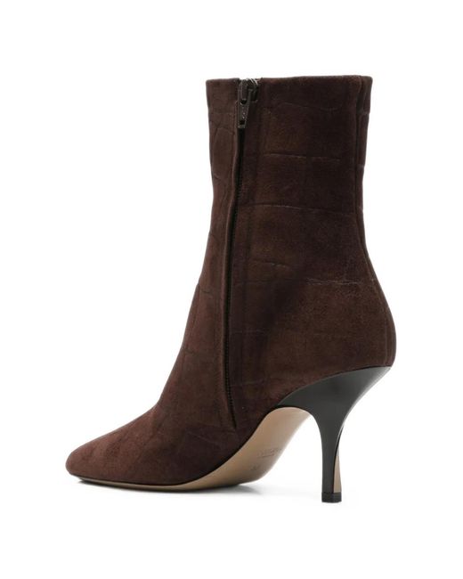 Jacquemus Brown Croc-Effect Ankle Boots