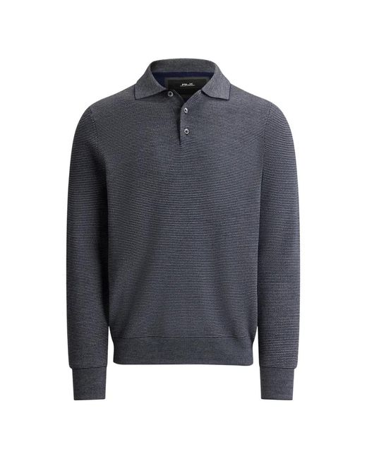 Ralph Lauren Blue Striped Piqué-Knit Polo Shirt for men