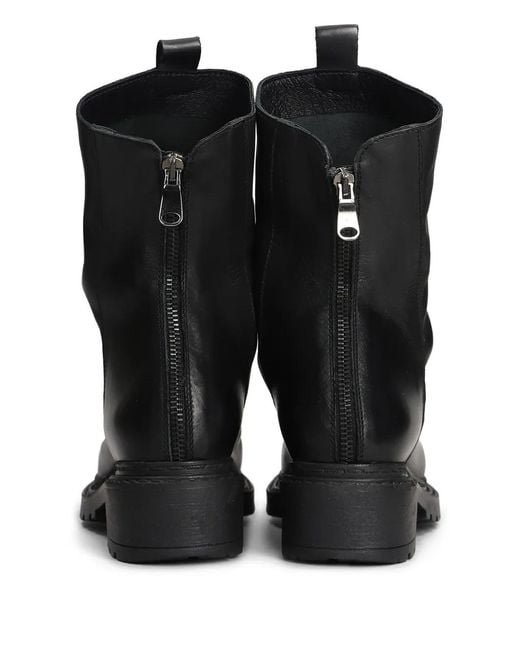 METISSE Black Leather Combat Boots