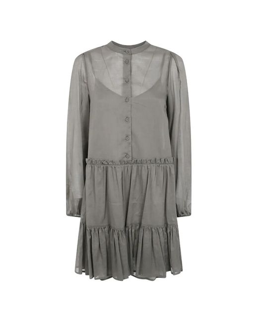 Twinset Gray Ruffled Mini Dress