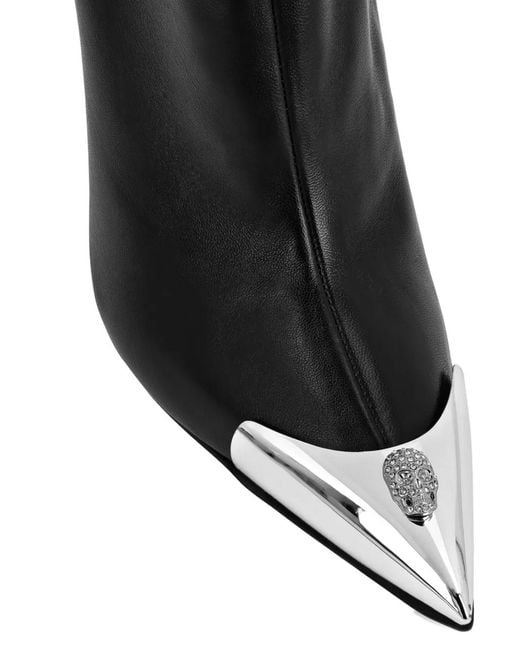 Philipp Plein Black Leather Ankle Boots