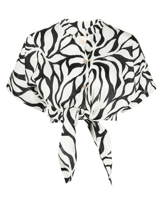 Cala De La Cruz White Leroy Tie-Fastening Linen Shirt