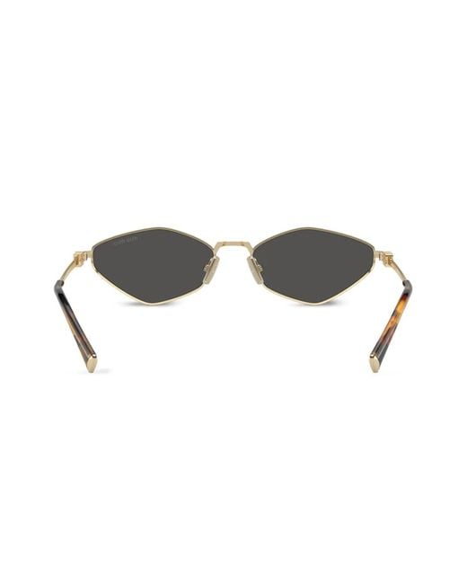 Miu Miu Brown Logo-Lettering Geometric-Frame Sunglasses