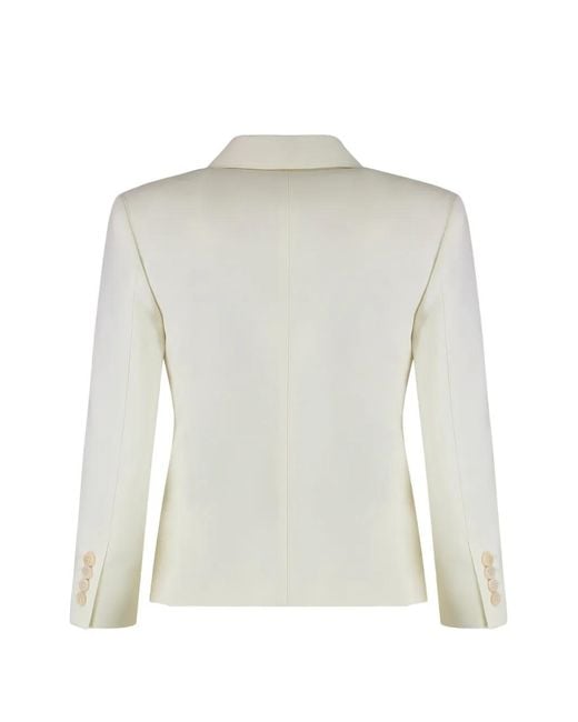 Max Mara White Peaked-Lapel Double-Breasted Blazer