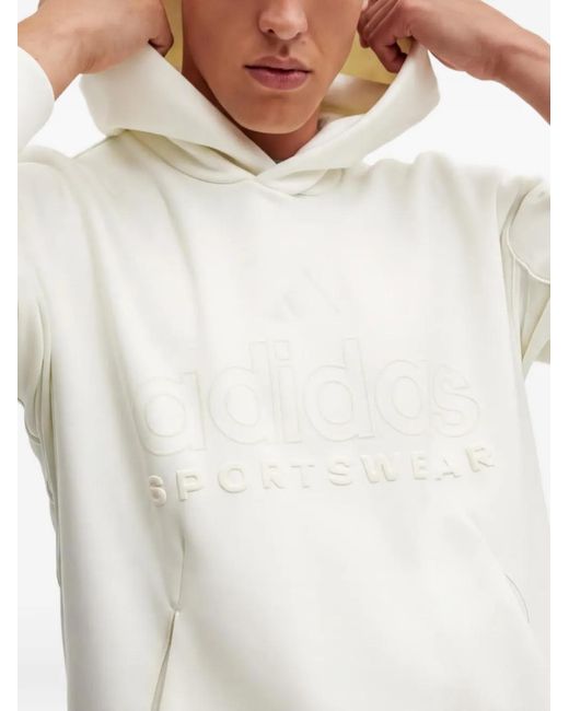 Adidas White Logo-Embossed Hoodie for men