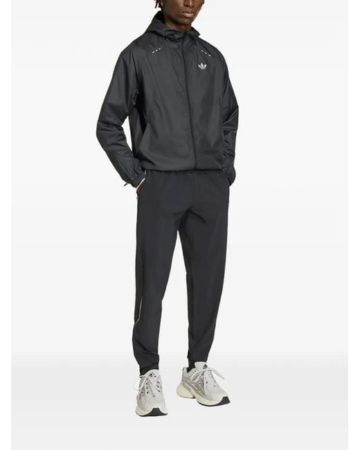 Adidas Black Tech Trefoil Essentials Track Pants for men